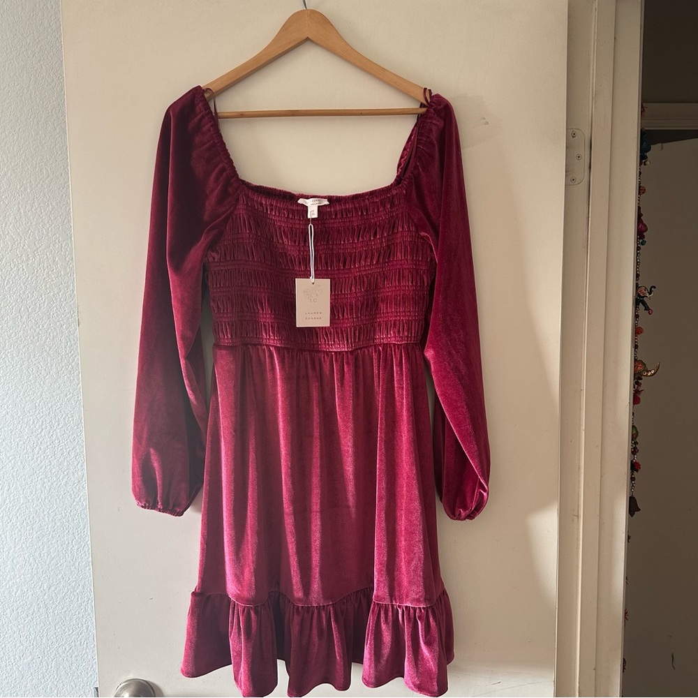 Lauren Conrad Wine Chalet Velvet party dress NWT